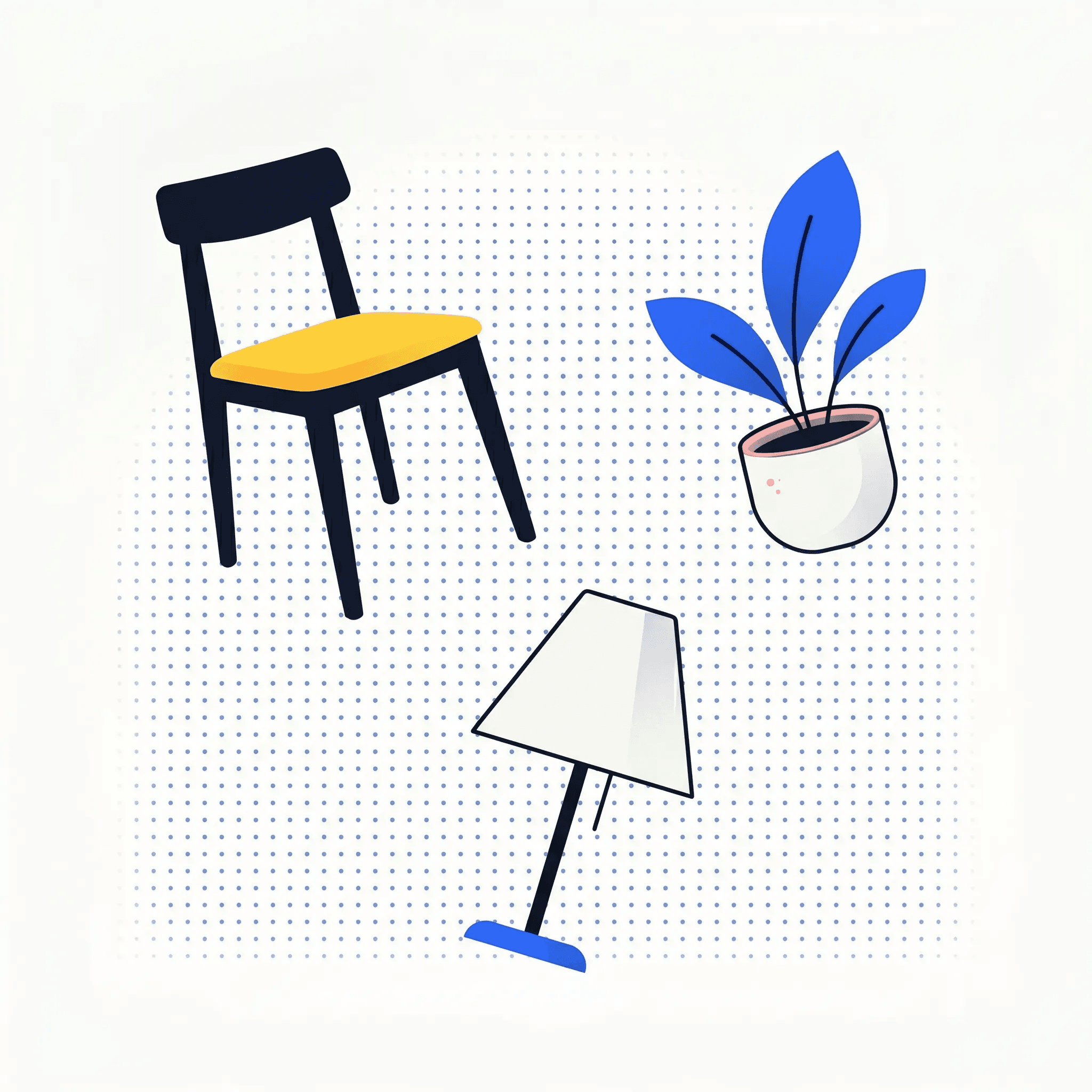 Illustration of marketplace items neatly arranged